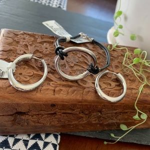 Sterling Silver Oval Earrings + Bracelet Set (NWT)